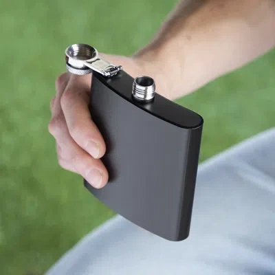 True Flask 6 oz Stainless Steel Flask In Matte Black