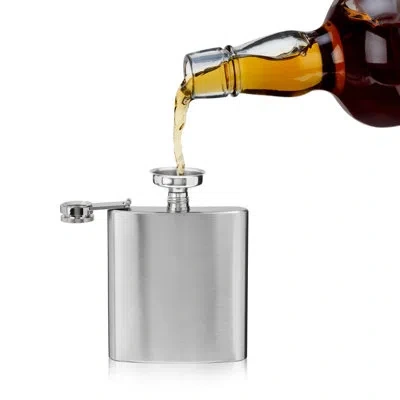 True Flask 6 oz Stainless Steel Flask In Silver