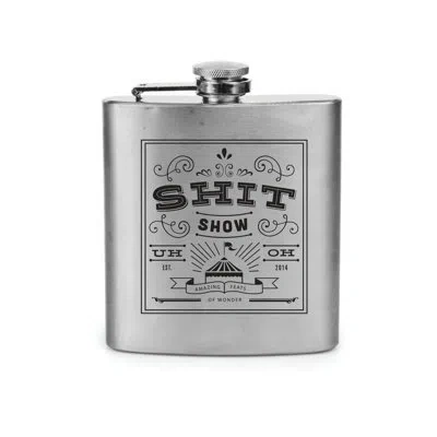 True Flask 6 oz Stainless Steel Shit Show Flask In Silver