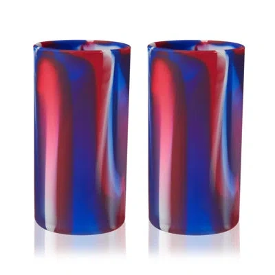 True Flexi 19 oz Silicone Highball Tumblers In Tie Dye In Blue;red