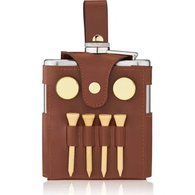 True Golfer's Flask And Accessory Set In Brown