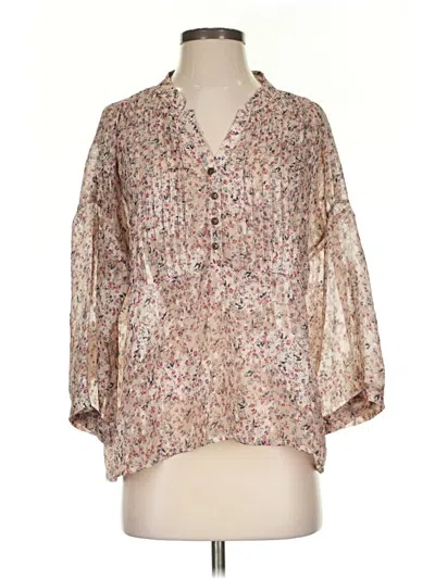Pre-owned True Grit 3/4 Sleeve Blouse In Tan