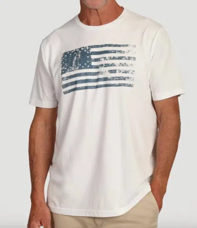 True Grit Short Sleeve Raw Edge Crew Tee In White In Animal Print