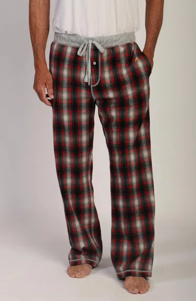 True Grit Men's Summit Checks Flannel Pants In Red/ Grey In Multi