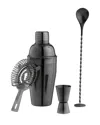 True Gunmetal Black Barware Set In Black