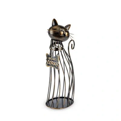 True Meow Cat Cork Holder Display In Bronze