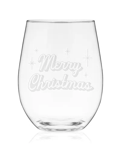True Merry Christmas Stemless Wine Glass In Multi
