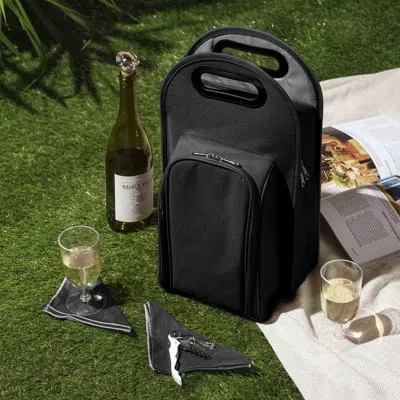 True Metro Insulated 2-bottle Tote Set In Black