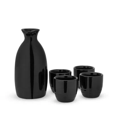True Moga 5-piece Porcelain Sake Set In Black