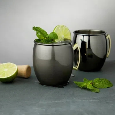 True Moscow Mule 16 oz Stainless Steel Mugs In Black & Gold