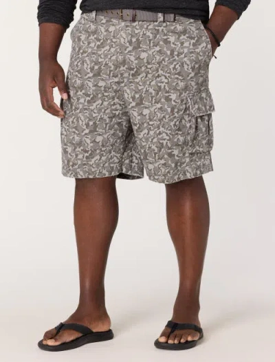 True Nation By Dxl Big & Tall Belted Cargo Shorts In Gray