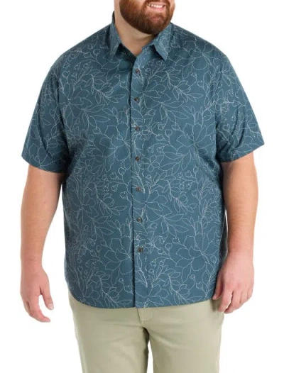 True Nation By Dxl Big & Tall Floral Sport Shirt V2 In Gray