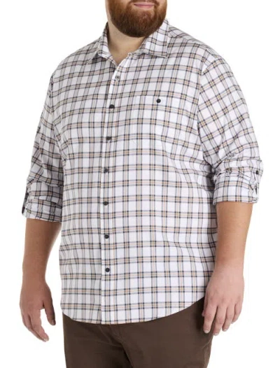 True Nation By Dxl Big & Tall Plaid Rolled-sleeve Sport Shirt In Multi