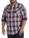 True Nation By Dxl Big & Tall Plaid Rolled-sleeve Sport Shirt In Red Multi