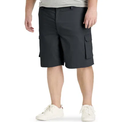 True Nation By Dxl Big & Tall Stretch Ripstop Cargo Shorts In Black