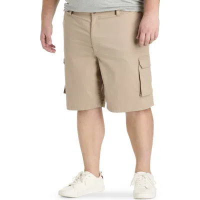 True Nation By Dxl Big & Tall Stretch Ripstop Cargo Shorts In Khaki