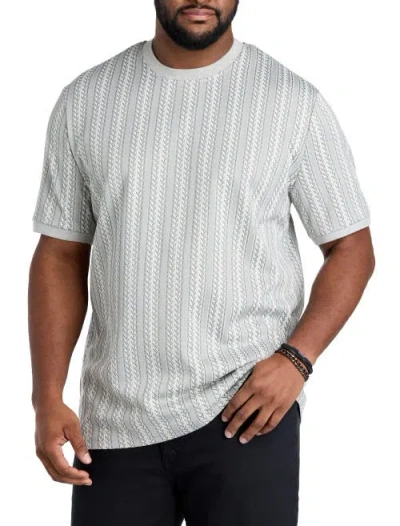 True Nation By Dxl Big & Tall Striped Crewneck T-shirt In White
