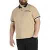 True Nation By Dxl Big & Tall Tipped Polo Shirt In Taupe