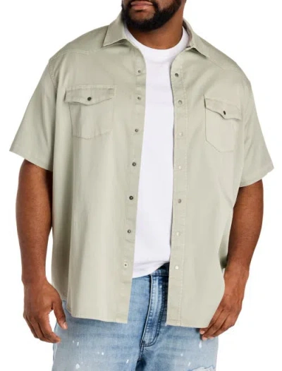 True Nation By Dxl Big & Tall Western-inspired Sport Shirt In Gray