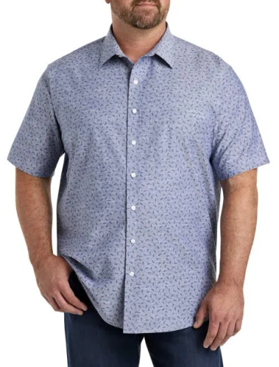 True Nation By Dxl Leaf Patterned Sport Shirt In Blue