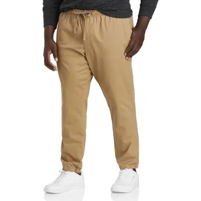 True Nation By Dxl Twill Joggers In Khaki