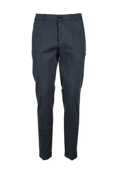 True Nyc Blue Lyocell Cotton Stretch Pants With Tapered Leg And Functional Pockets In Multi