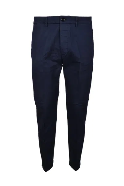 True Nyc Navy Blue Stretch Cotton Pants In Black