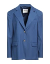 True Nyc Woman Blazer Blue Size 8 Virgin Wool, Viscose, Elastane In Blue