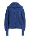 True Nyc Woman Cardigan Blue Size M Wool In Blue