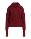 True Nyc Woman Cardigan Burgundy Size M Wool In Red