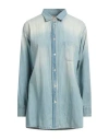 True Nyc Woman Denim Shirt Blue Size S Cotton In Blue