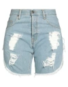 True Nyc Woman Denim Shorts Blue Size 29 Cotton In Blue