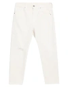 True Nyc Woman Jeans Ivory Size 26 Cotton, Elastane, Bovine Leather In White