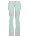 True Nyc Woman Jeans Light Green Size 27 Cotton, Elastane, Bovine Leather In Green
