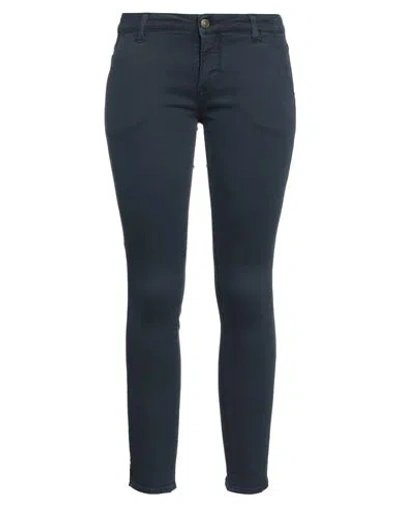 True Nyc Woman Jeans Navy Size 27 Cotton, Elastane, Polyester, Cow Leather In Navy Blue