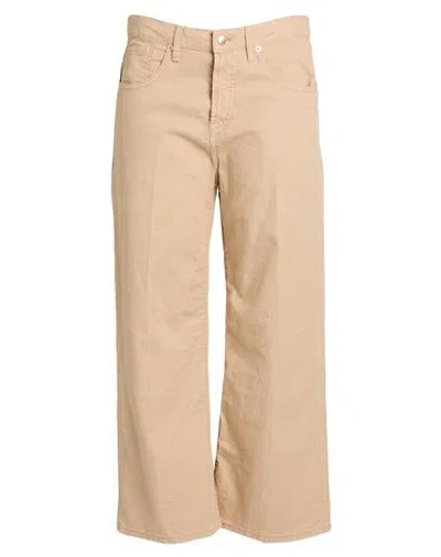 True Nyc Woman Pants Beige Size 26 Cotton, Linen, Elastane In Gray