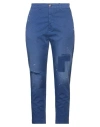 True Nyc Woman Pants Blue Size 26 Cotton, Elastane In Blue