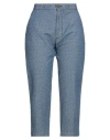 True Nyc Woman Pants Slate Blue Size 27 Cotton, Linen In Blue