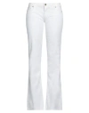 True Nyc Woman Pants White Size 30 Cotton, Elastane, Bovine Leather In White