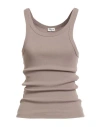 True Nyc Woman Tank Top Taupe Size Xl Cotton, Elastane In Nude