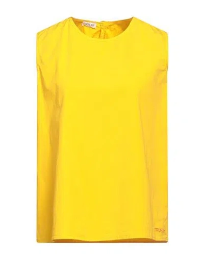 True Nyc Woman Top Yellow Size M Cotton, Elastane