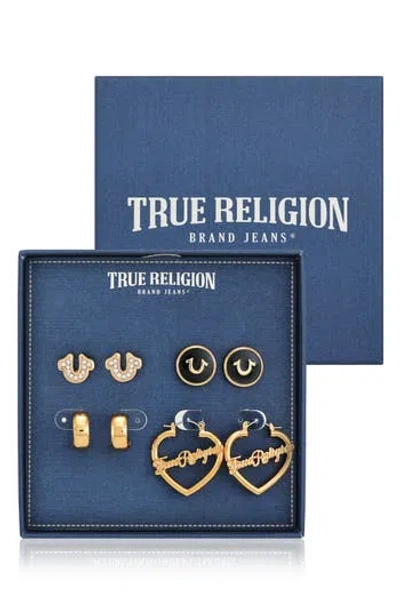 True Religion 4-pack Assorted Stud & Hoop Earrings In Blue