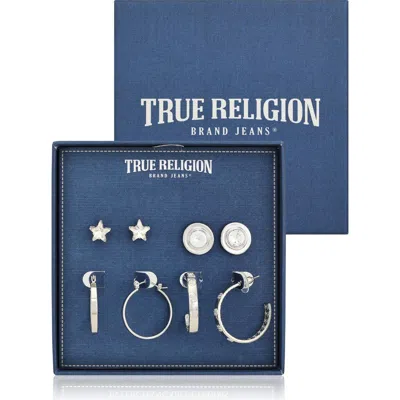 True Religion 4-pack Assorted Stud & Hoop Earrings In Metallic
