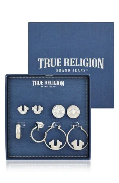 True Religion 4-pack Assorted Stud & Hoop Earrings In Blue
