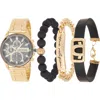 True Religion 4-piece Round Chronograph Watch & Bracelet Set In Gold