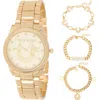 True Religion 4-piece Status Arched Watch & Bracelet Set In Gold
