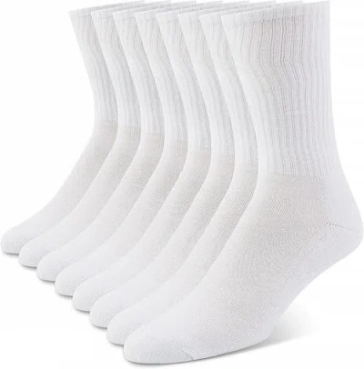 True Religion 8 Pairs Premium Athletic Crew Socks In White