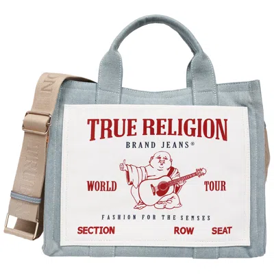 True Religion Ace Mega Pocket Buddha Tote - Denim World Tour Bag In Blue