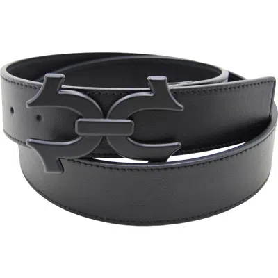 True Religion Agio Double Horseshoe Buckle Belt In Black