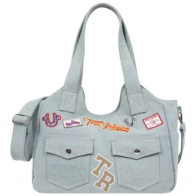 True Religion Agusto Multi Patch Soft Tote In Blue